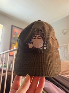 Corduroy My Neighbor Totoro Embroidered Baseball Cap - Olive Green